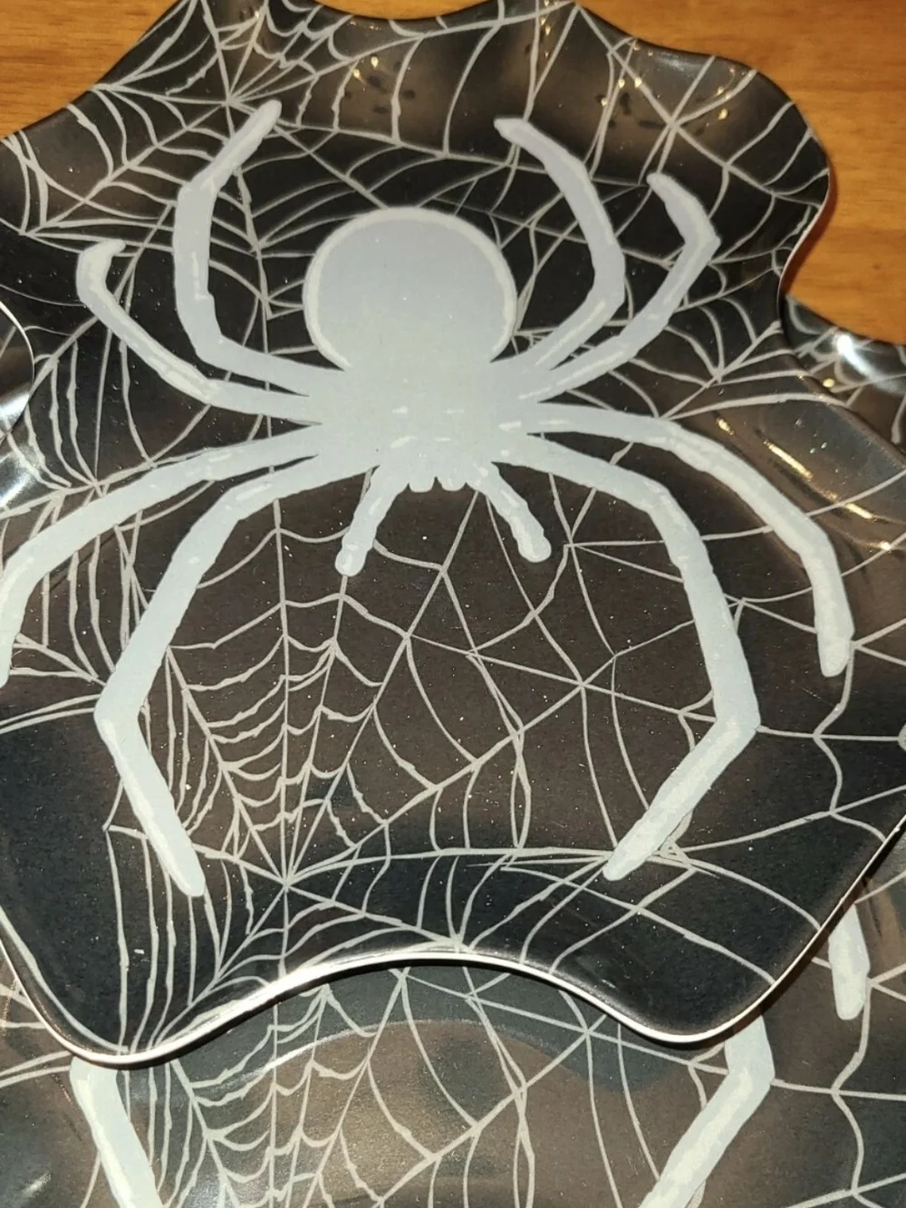 Set of 4 Black & Gray Spider Melamine Plate 9.8